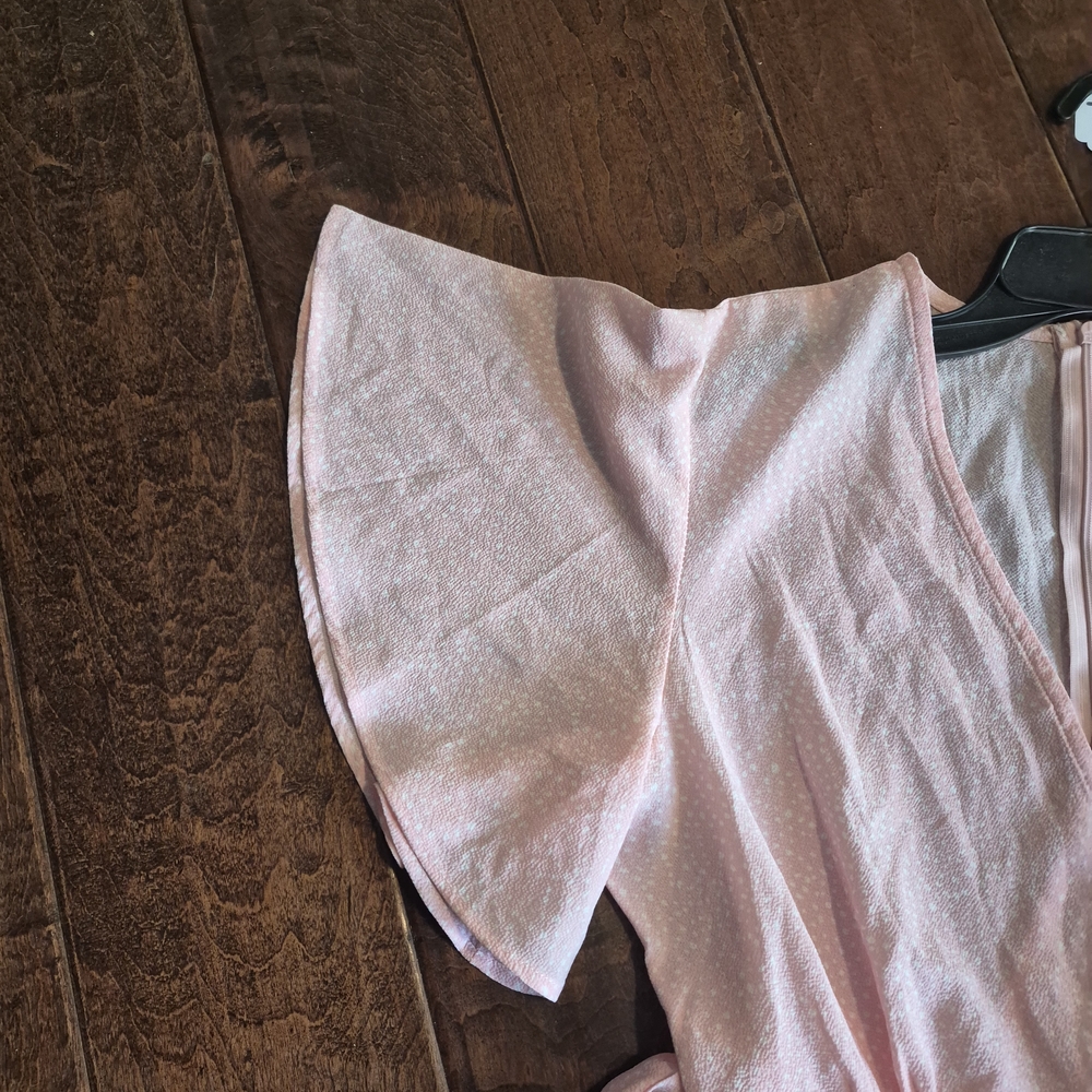 Women’s Pink Ruffle Wrap-Style Top - Picture 3 of 4